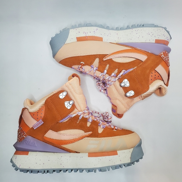 🔥  New 🔥  Fila Renno Multi Trekking Orange Suede Platform Sneakers - Picture 6 of 9